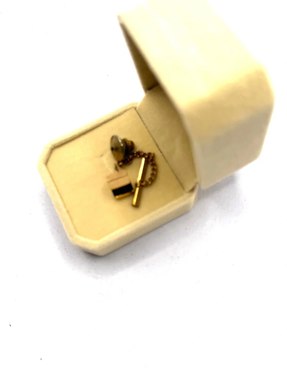 Gold-Tone  Chain Tie Tack with Black  Onyx Accent